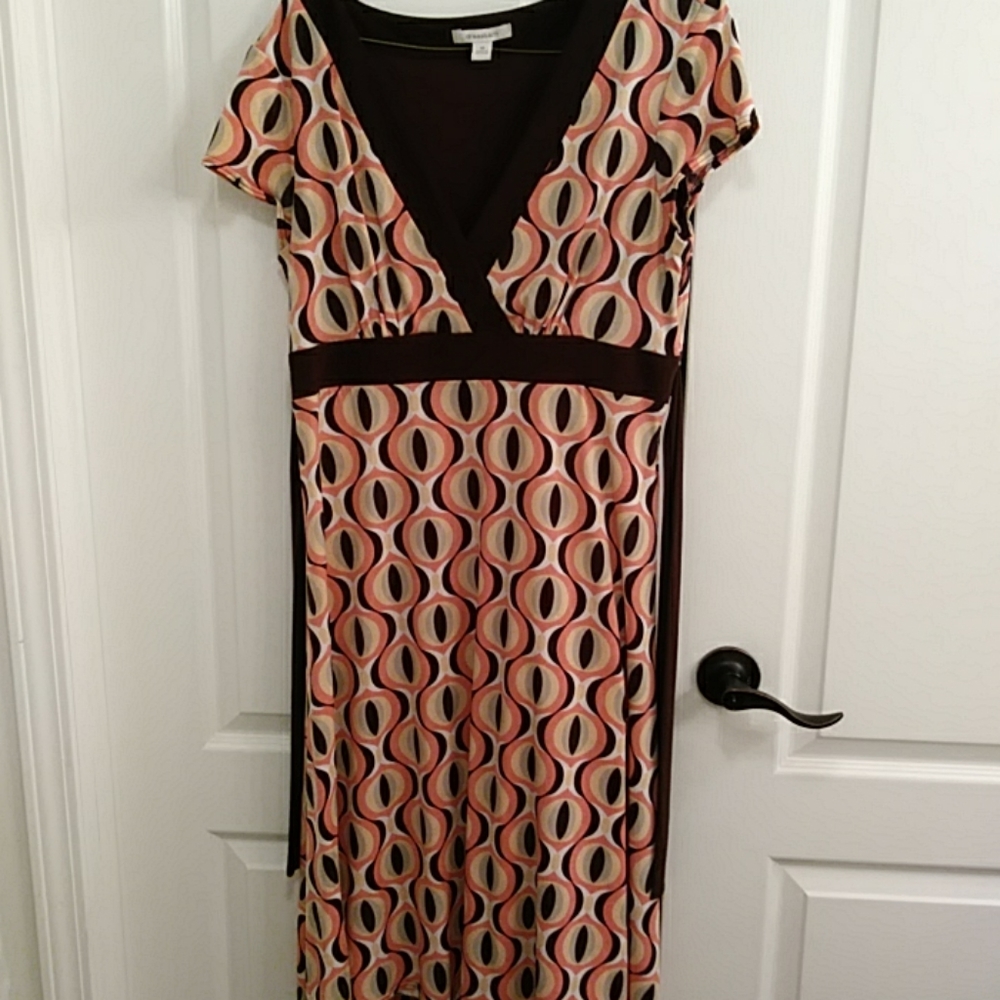 Dress barn brown coral short sleeve dress